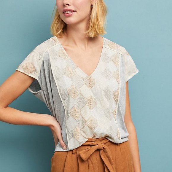 Anthropologie Tops - Anthropologie Tiny Sea Fan Embroidered Top M
